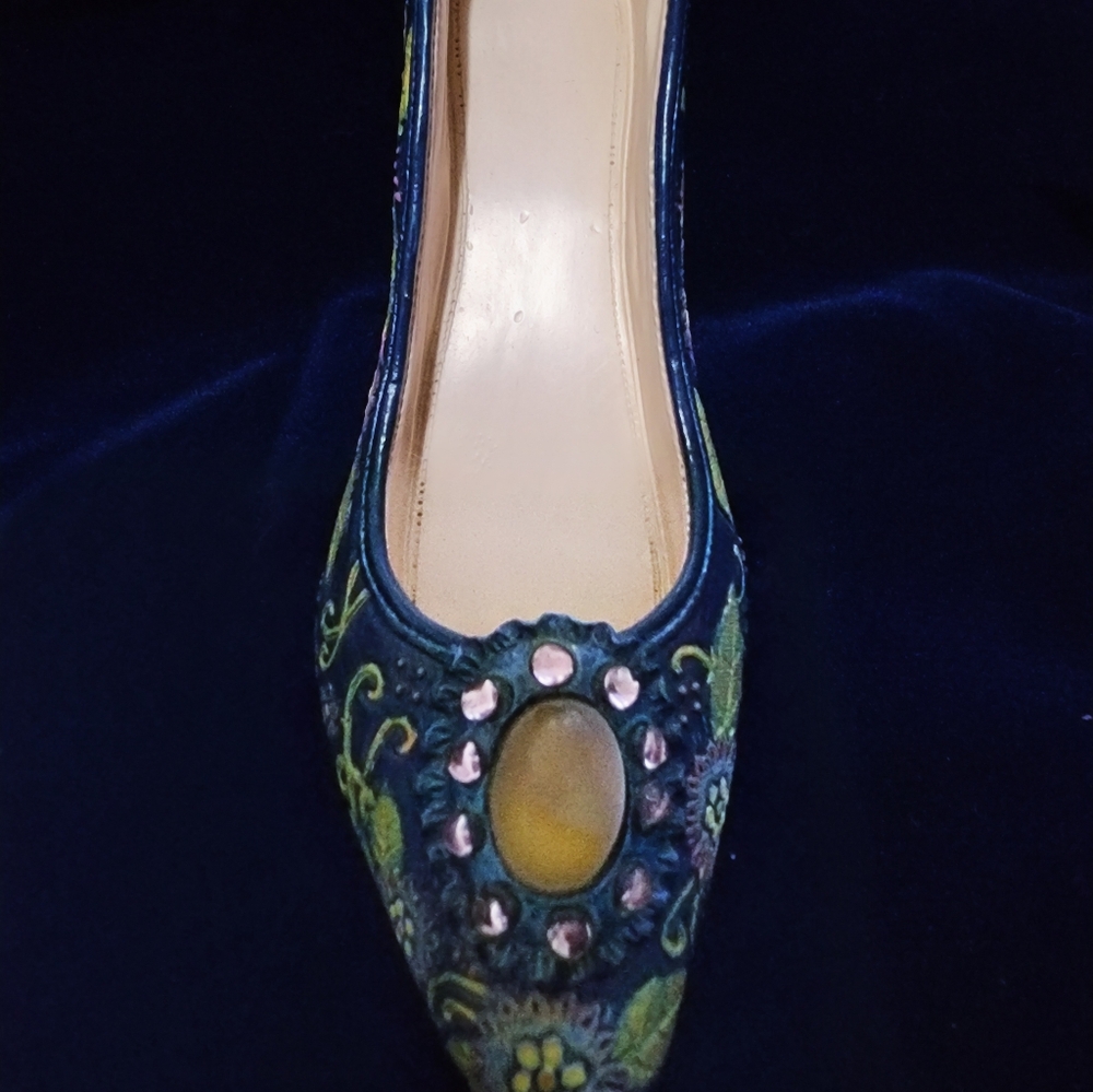 Sarna Charmed Life Mini Shoe #7-35 Vintage 1990's:Blue Floral Pump - Picture 4 of 5